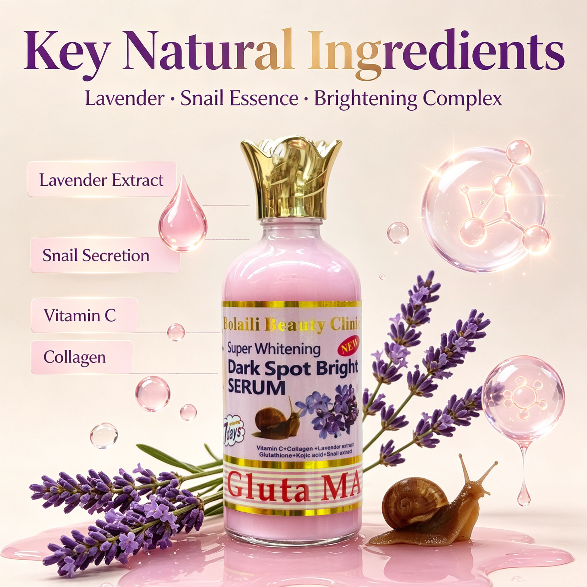 X Wholesale Facial Serum Natural Beauty Skincare Brightening &amp; Whitening Snail Collagen Vitamin C Anti-Aging Glycerin Liquid