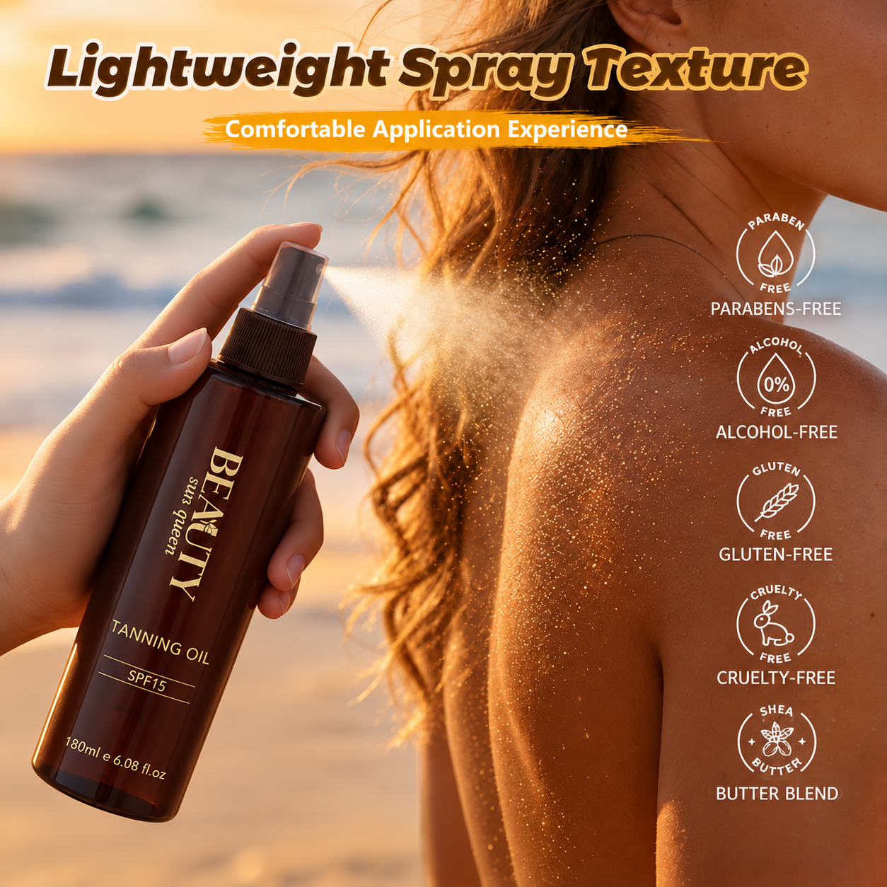 Tanning Oil SPF 15 Spray Wholesale Body Sun Tanning Oil Natural Glow Moisturizing Fast Absorbing Private Label OEM