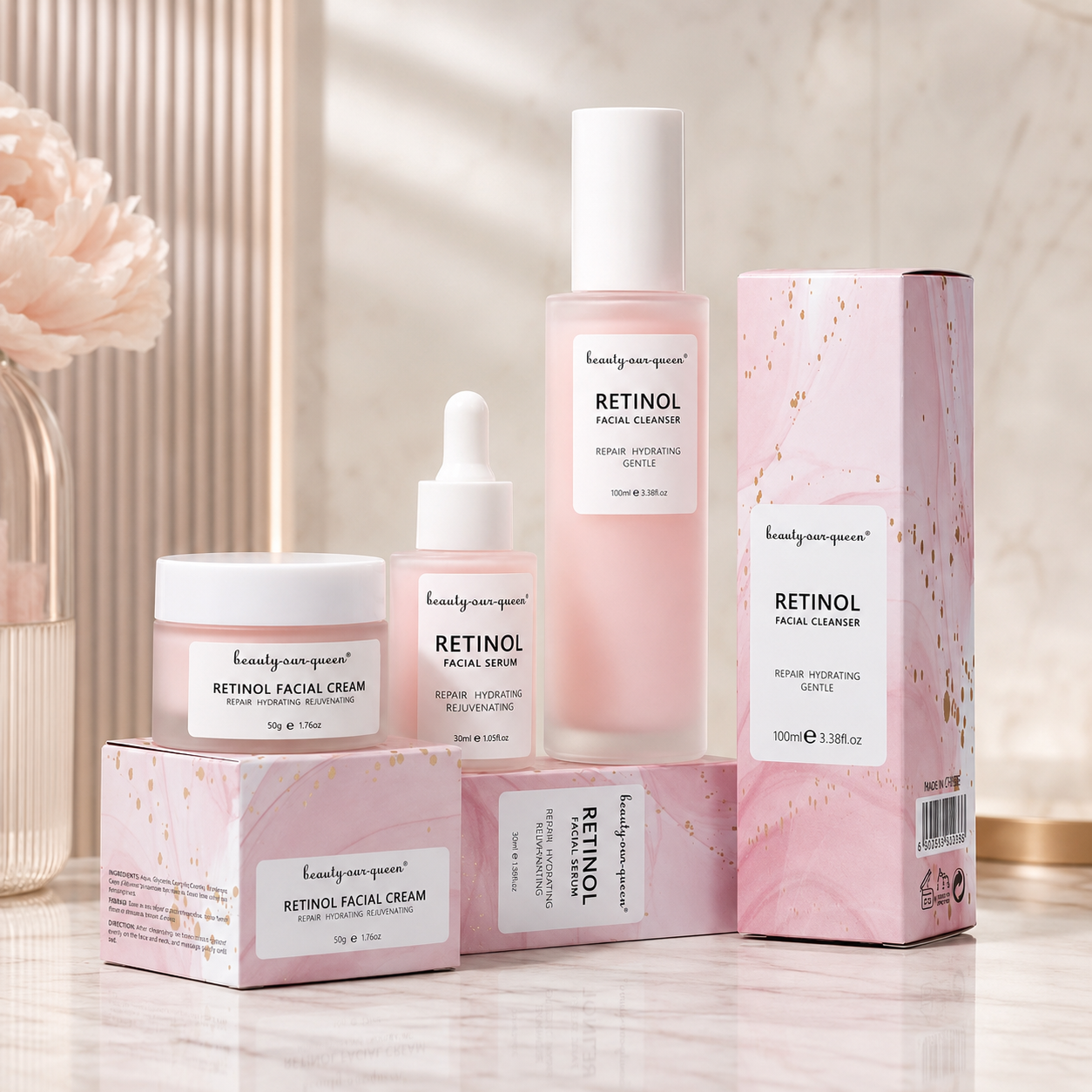 OEM Custom Products Anti Aging Wrinkle Whitening Organic Retinol Face Korean Skin Care Set Private Label Skincare Set for Women