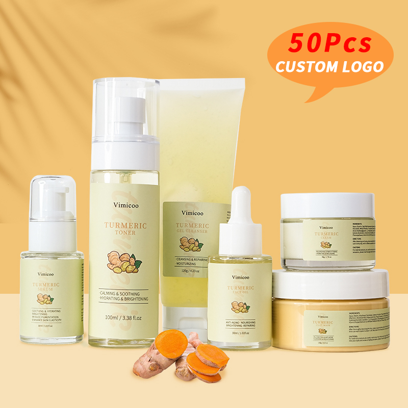 Turmeric Face Skin Care Set Private Label Natural Anti Aging Cosmetic Beauty Products Manufacturer Face Skincare Kit