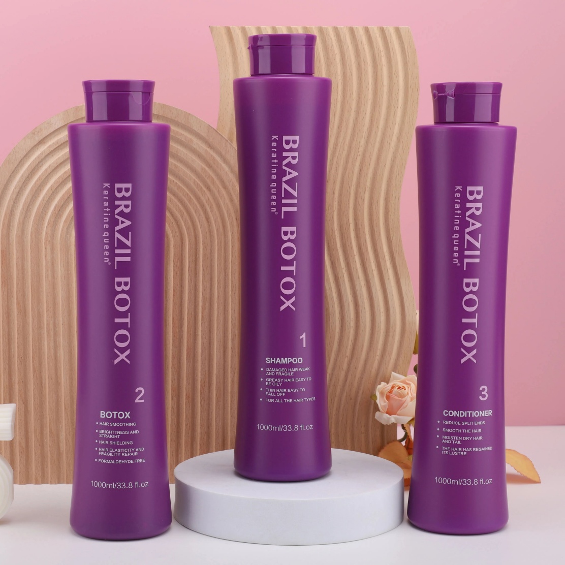 Wholesale Private Label Organic Professional Protein Brazilian Keratin 2-in-1 Cream Smoothing Straightening Silicone-Free Hair