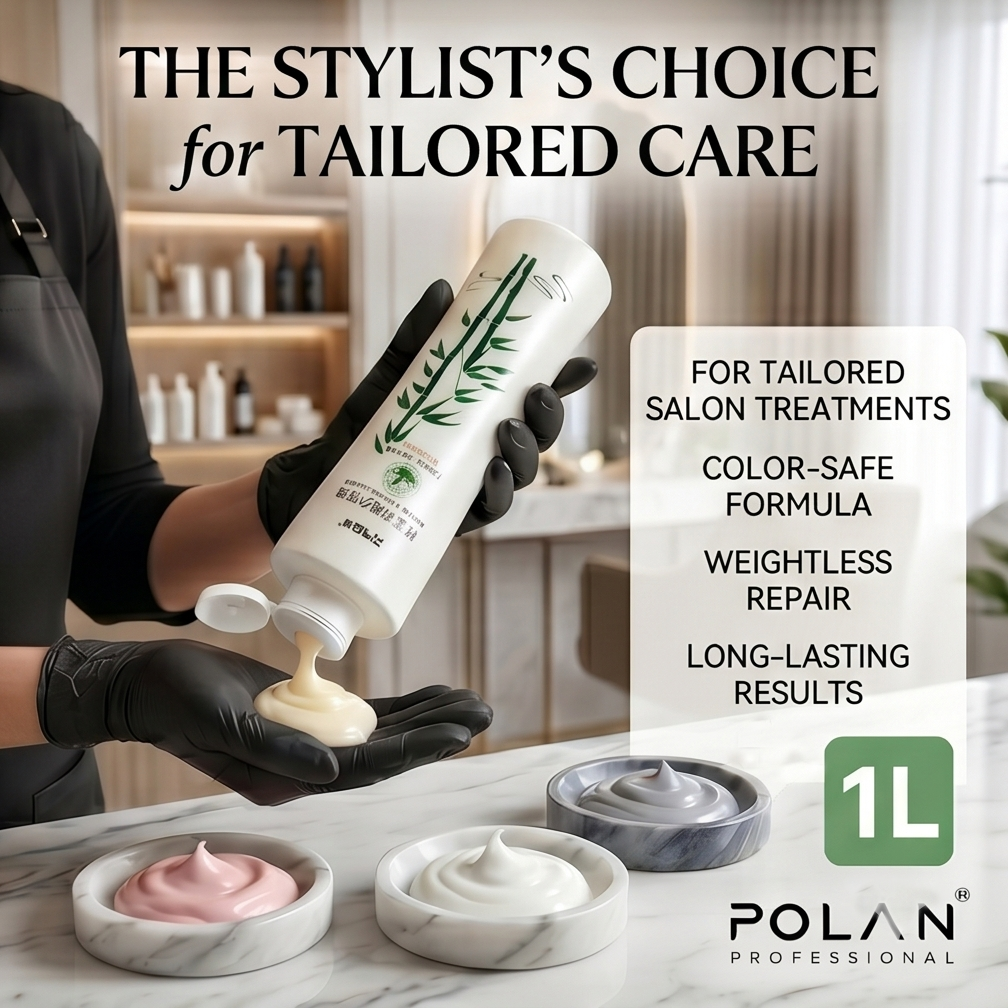 POLAN 1L Bamboo Extract Fiber Hair Keratin Treatment Cream Two Types Targeting Different Hair Professional Salon Use