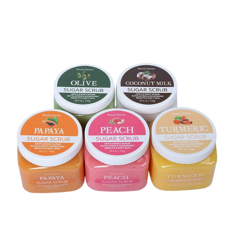 750g Multi-flavor Fruit Body Scrub Papaya Peach Coconut Turmeric Olive Deep Cleansing Brightening Sugar Scrub