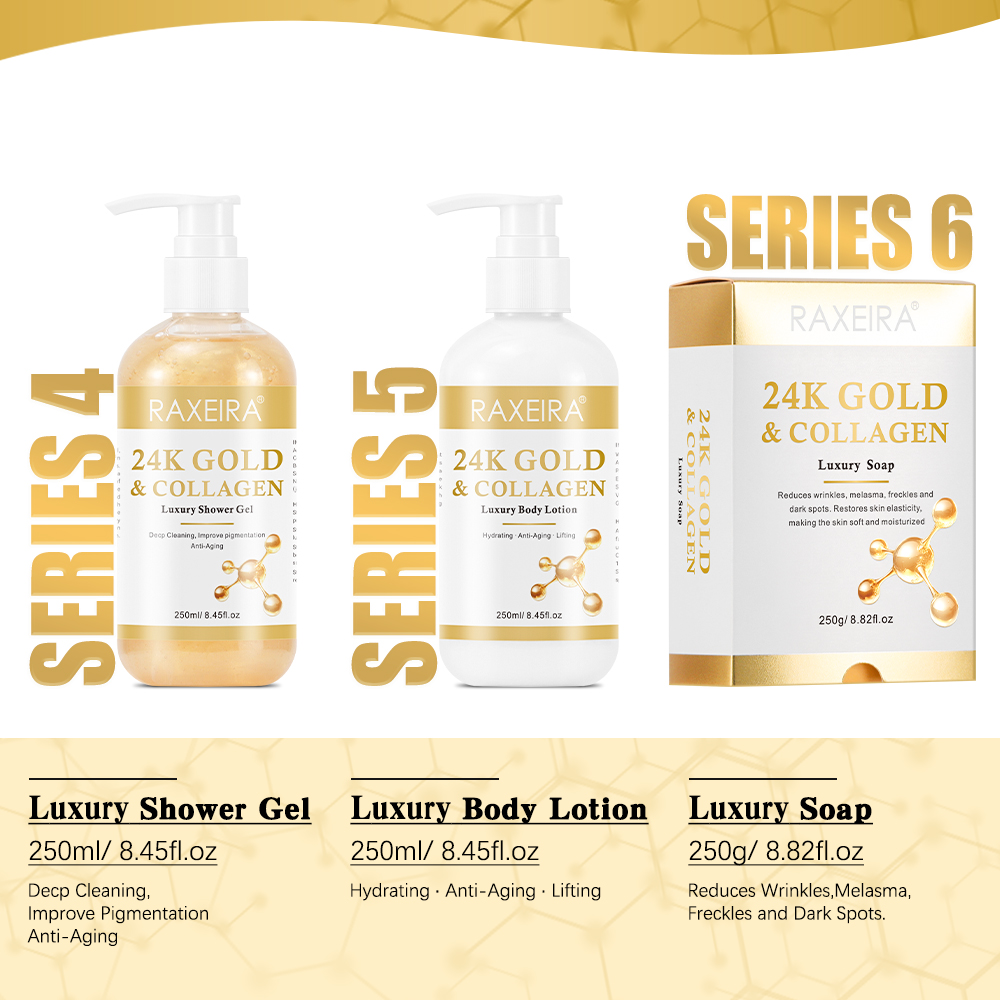 24k Gold Skin Care Kit Collagen Hyaluronic Acid Anti-aging Face Serum Cream Mask Body Lotion Whitening Skin Care Set