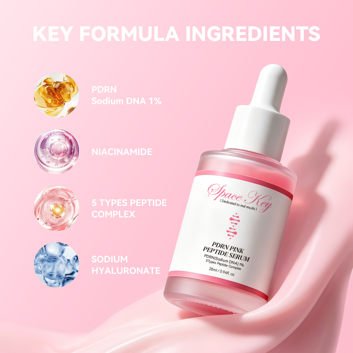 PDRN Pink Peptide Niacinamide Infused Revitalizing Facial Serum Smooth Skin Improve Dull Complexion Long Lasting 30ml