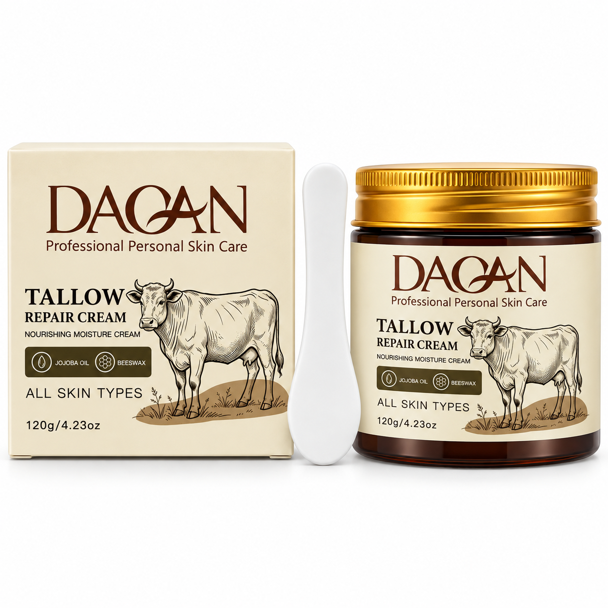 DAQAN Moisturizing Nourishing Tallow Balm Bee Venom, Turmeric &amp; Tallow Nourishing Moisture Care Cream, Skin Care Set 120 G