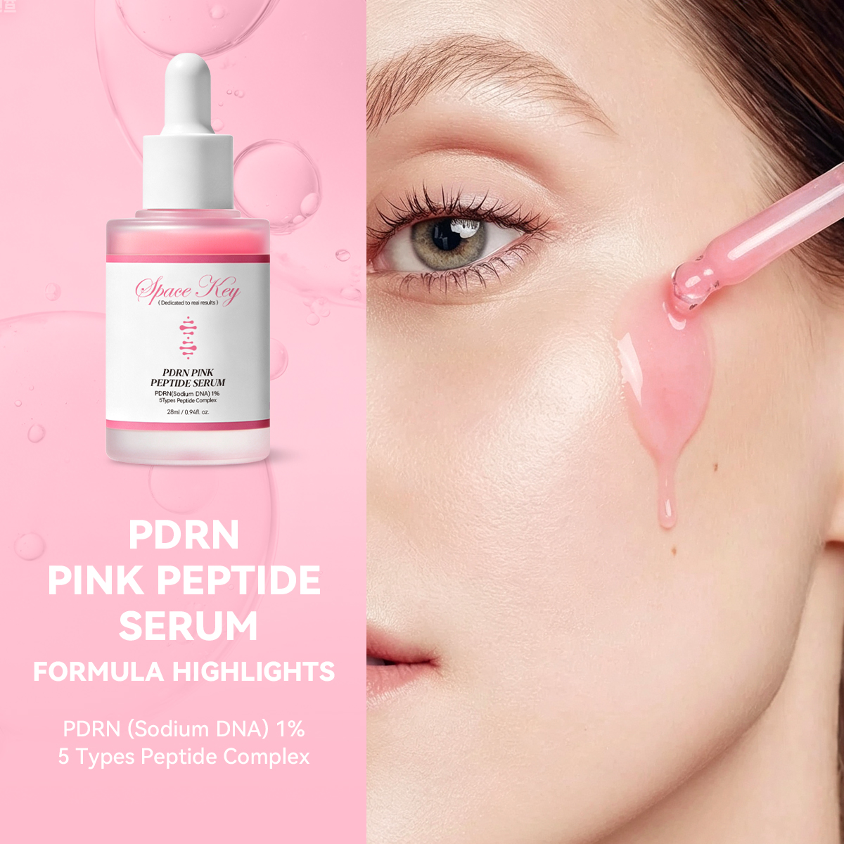 PDRN Pink Peptide Niacinamide Infused Revitalizing Facial Serum Smooth Skin Improve Dull Complexion Long Lasting 30ml