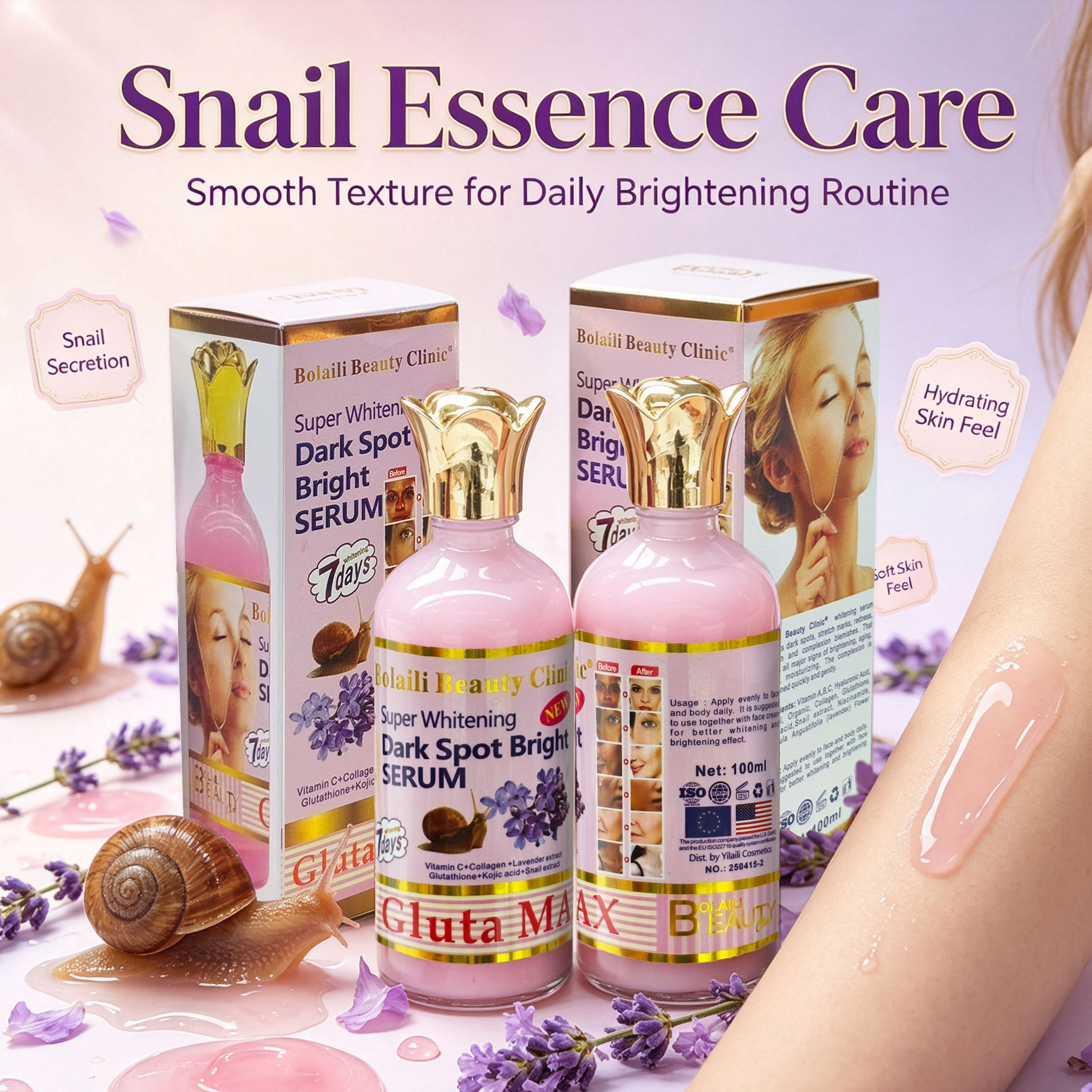 X Wholesale Facial Serum Natural Beauty Skincare Brightening &amp; Whitening Snail Collagen Vitamin C Anti-Aging Glycerin Liquid