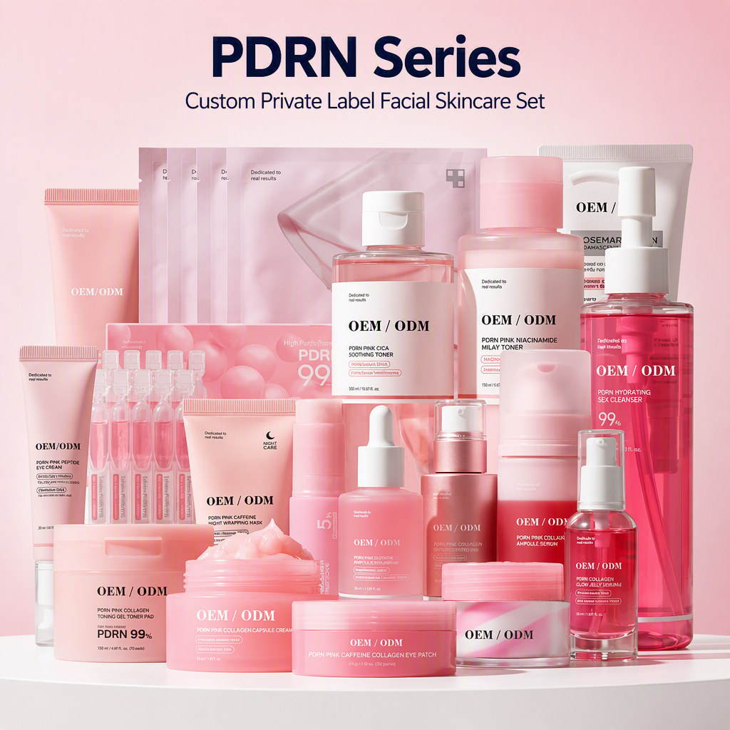 Custom Private Label High Purity PDRN 99% Pink Collagen Anti-Aging Hydrating Skin Care Set OEM/ODM Facial Skincare Kit Wholesale