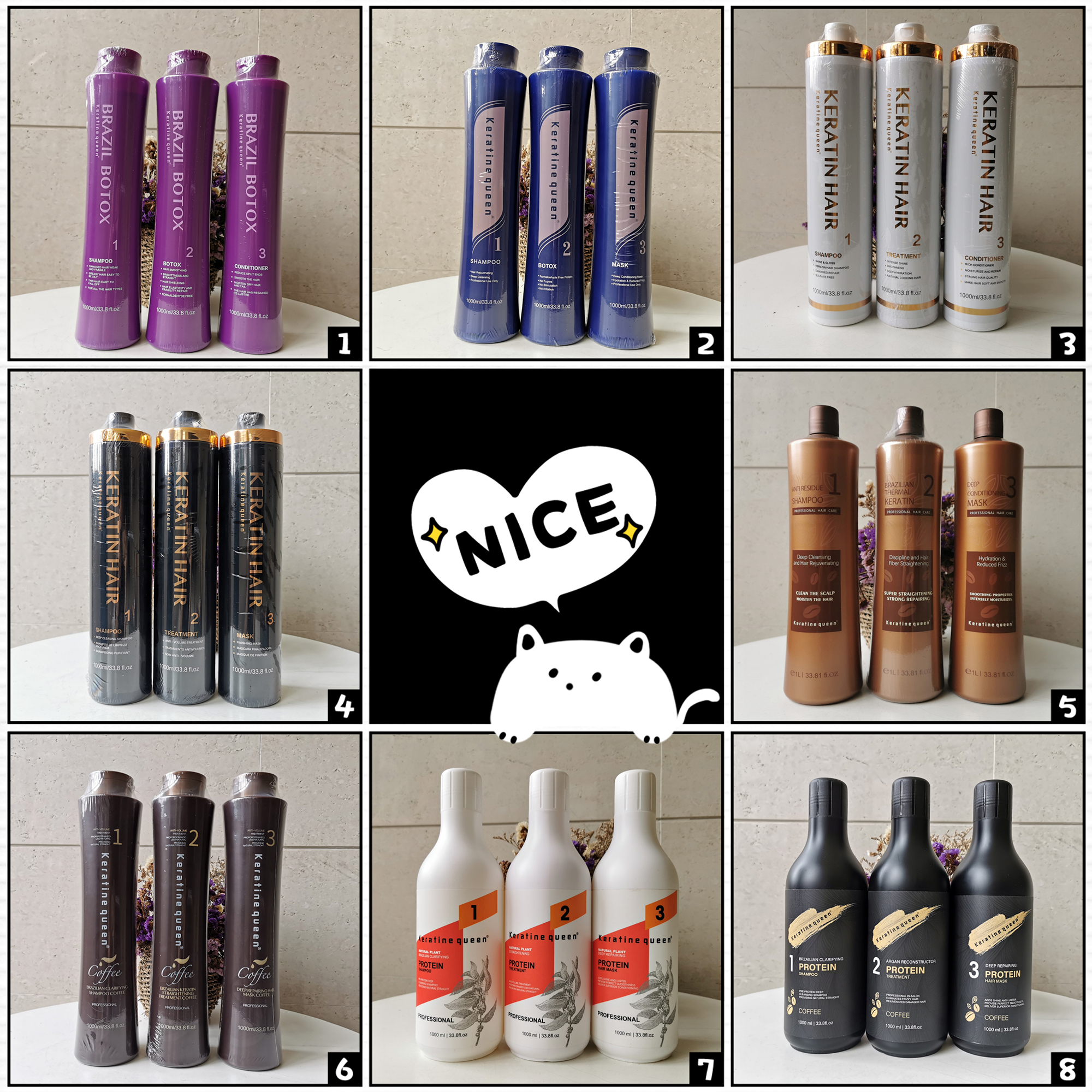 Wholesale 1000ml*3 Keratina Smooth Russian Hair Straightening Treatment Cream Best Repair Damaged Pure Hair Keratin Treatment