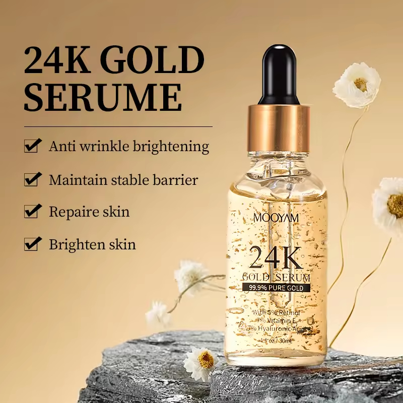 Wholesale Korean 24k Gold Brightening Anti Aging Serum 99.9% Pure Gold Serum