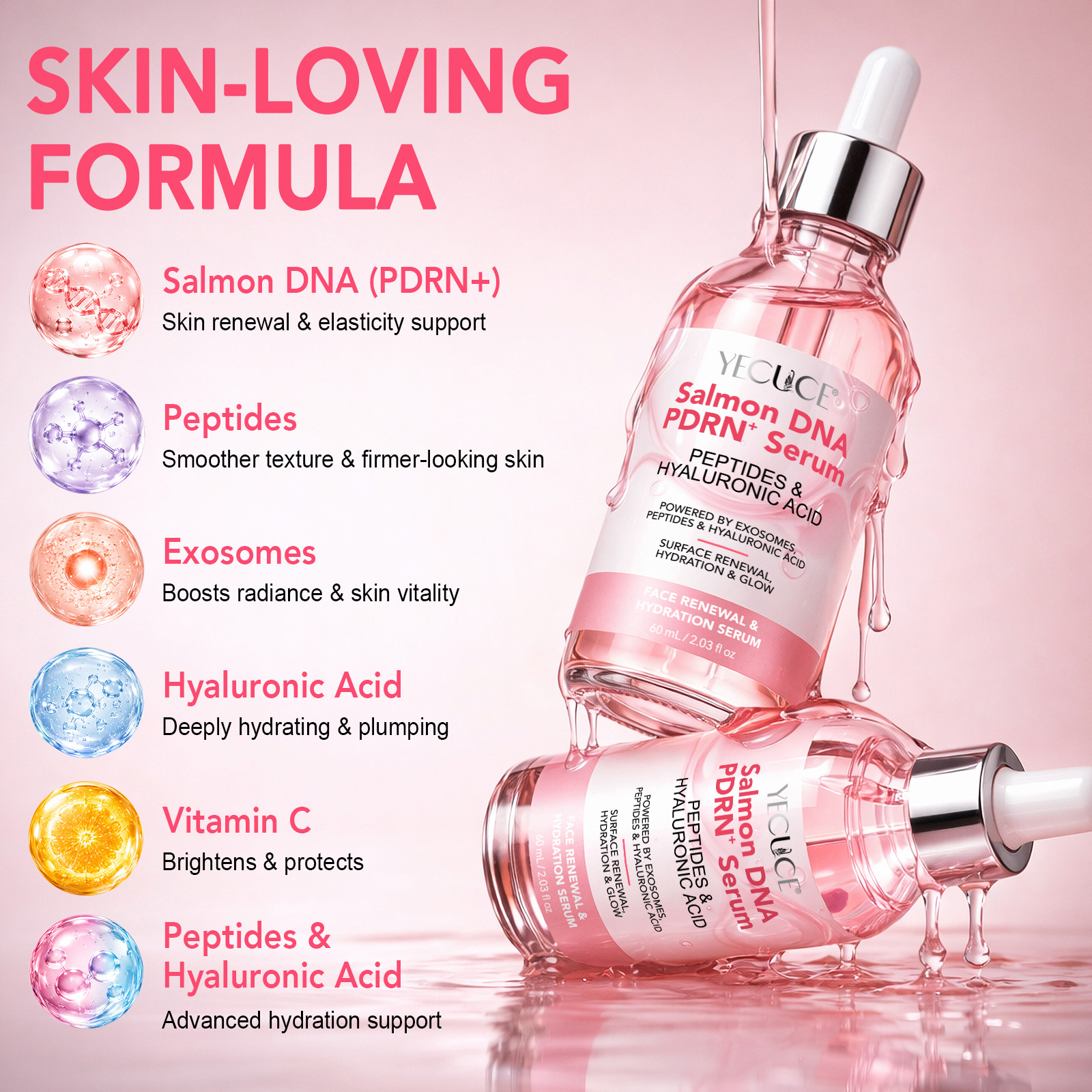 YECUCE Salmon DNA PDRN+ Serum Private Label Custom Logo Factory Direct Beauty Skincare Serum Anti Aging Face for Wholesale