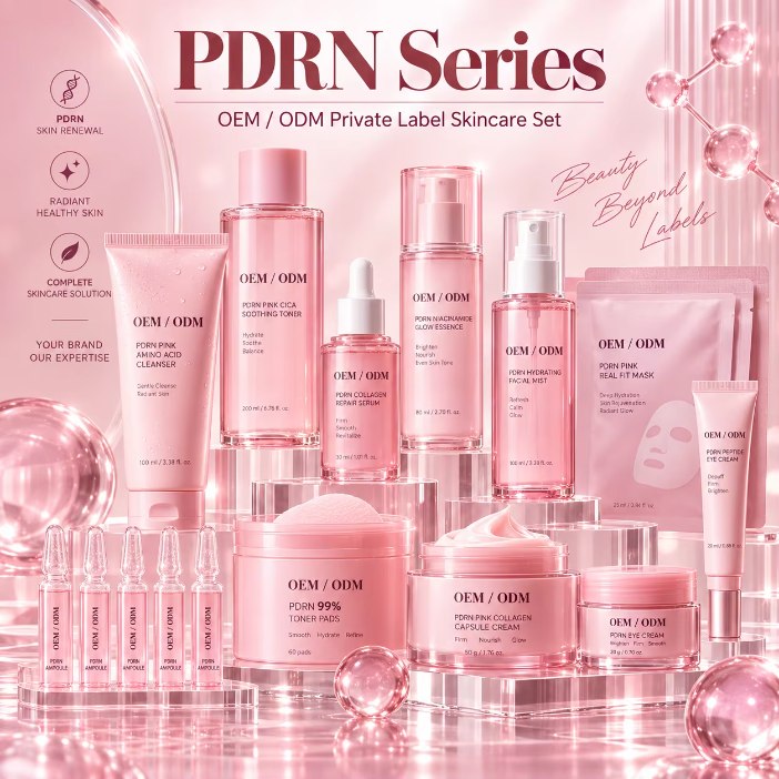 Custom Private Label High Purity PDRN 99% Pink Collagen Anti-Aging Hydrating Skin Care Set OEM/ODM Facial Skincare Kit Wholesale