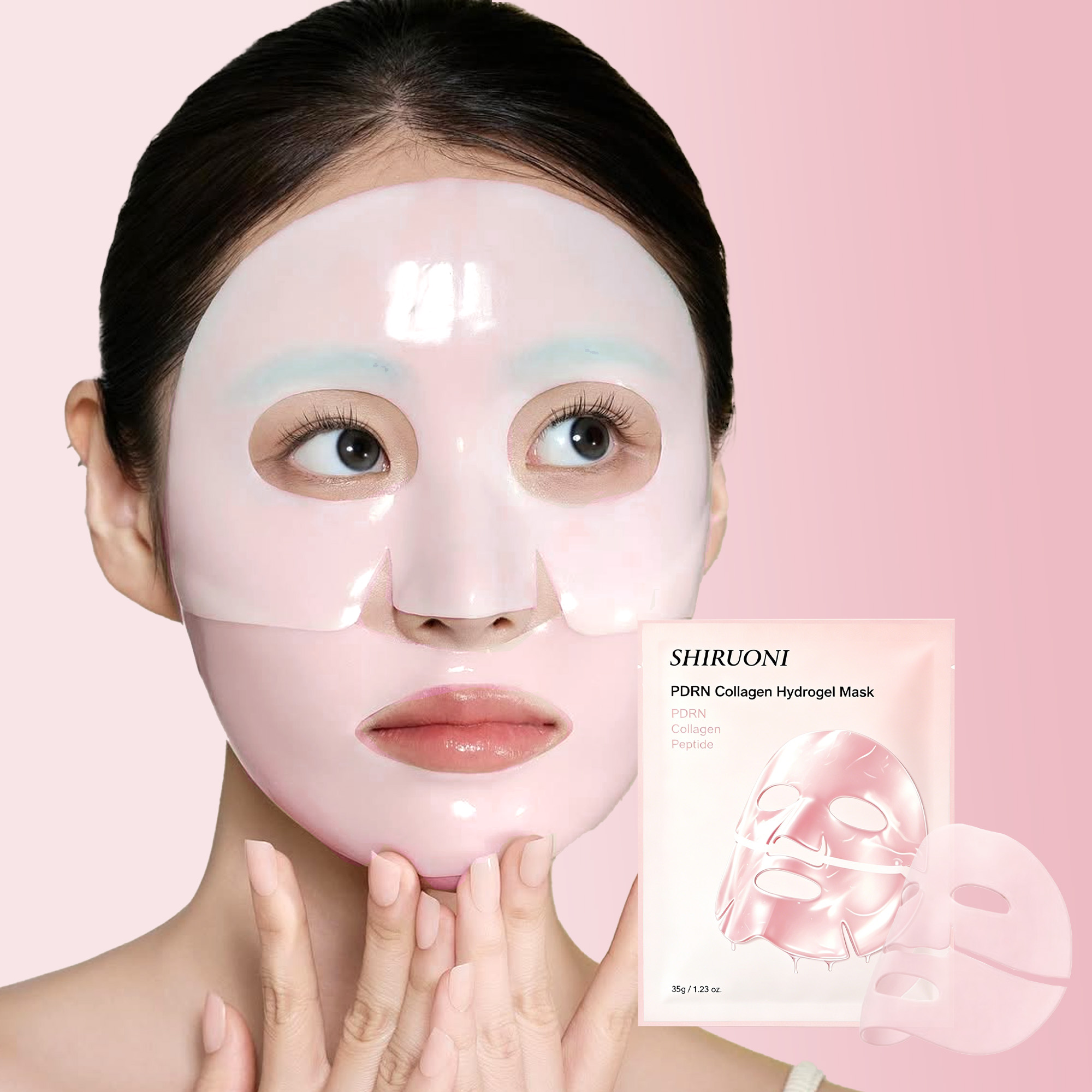 Organic Natural Rice PDRN Bio Collagen Anti-Wrinkle Firming Nourishing Pink Face Jelly Sheet Mask OEM ODM