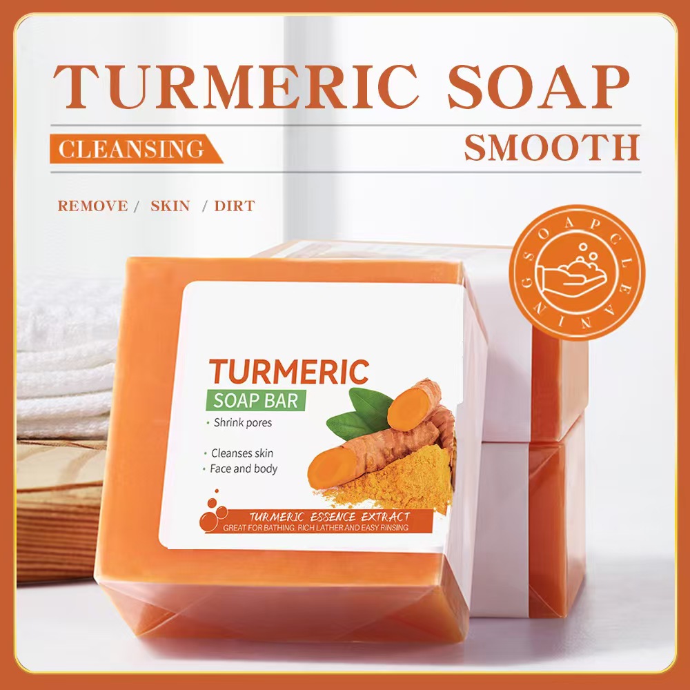 Private Label Organic Turmeric Ginger Handmade Soap Bar Whitening Skin Care Facial Body Cleansing 100g OEM ODM Custom