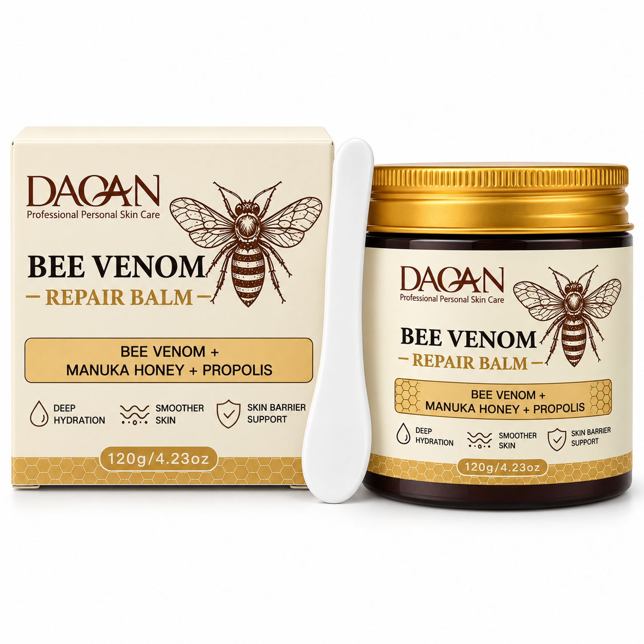 DAQAN Moisturizing Nourishing Tallow Balm Bee Venom, Turmeric &amp; Tallow Nourishing Moisture Care Cream, Skin Care Set 120 G