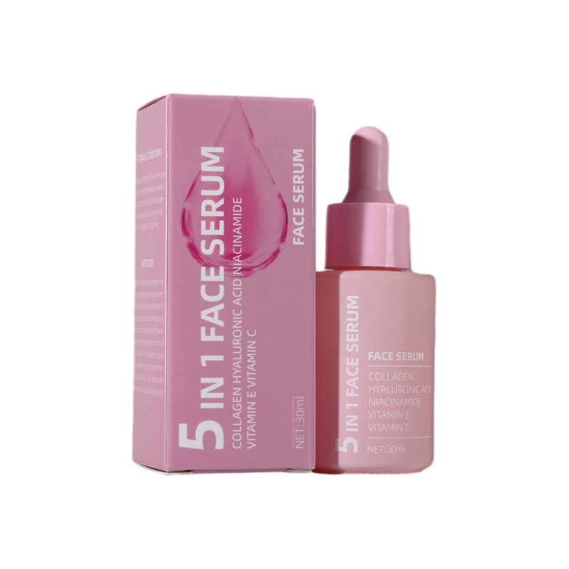 Factory Wholesale 5 in 1 Hyaluronic Acid Vitamin C Vitamin E Collagen Face Serum Anti Aging Brightening Facial Skin Serum