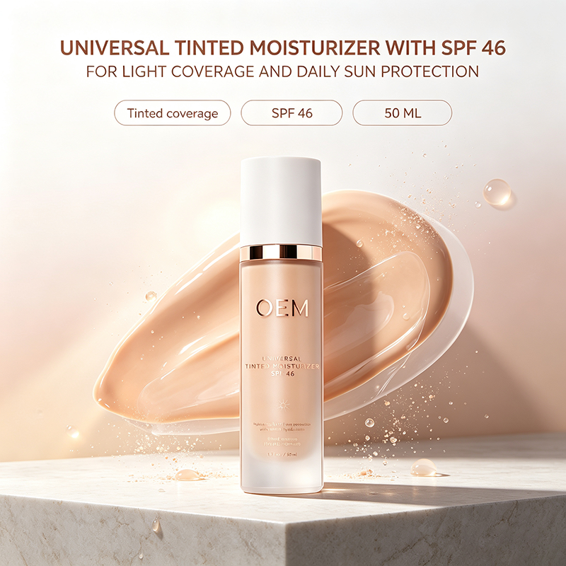 50ml Lightweight Tinted Moisturizer SPF46, Natural Finish Multi Function Tinted Facial Sunscreen Wholesale