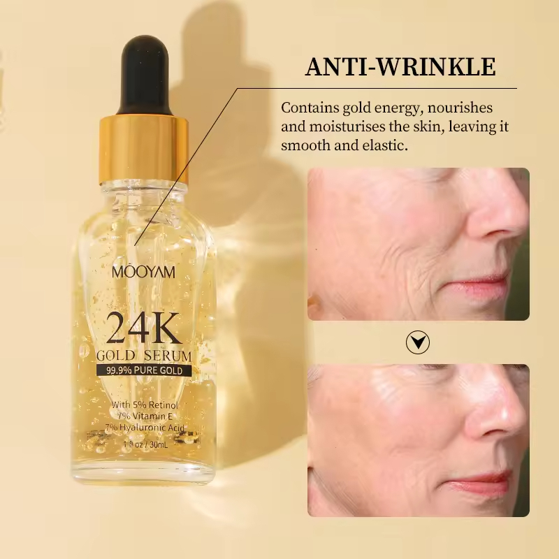 Wholesale Korean 24k Gold Brightening Anti Aging Serum 99.9% Pure Gold Serum