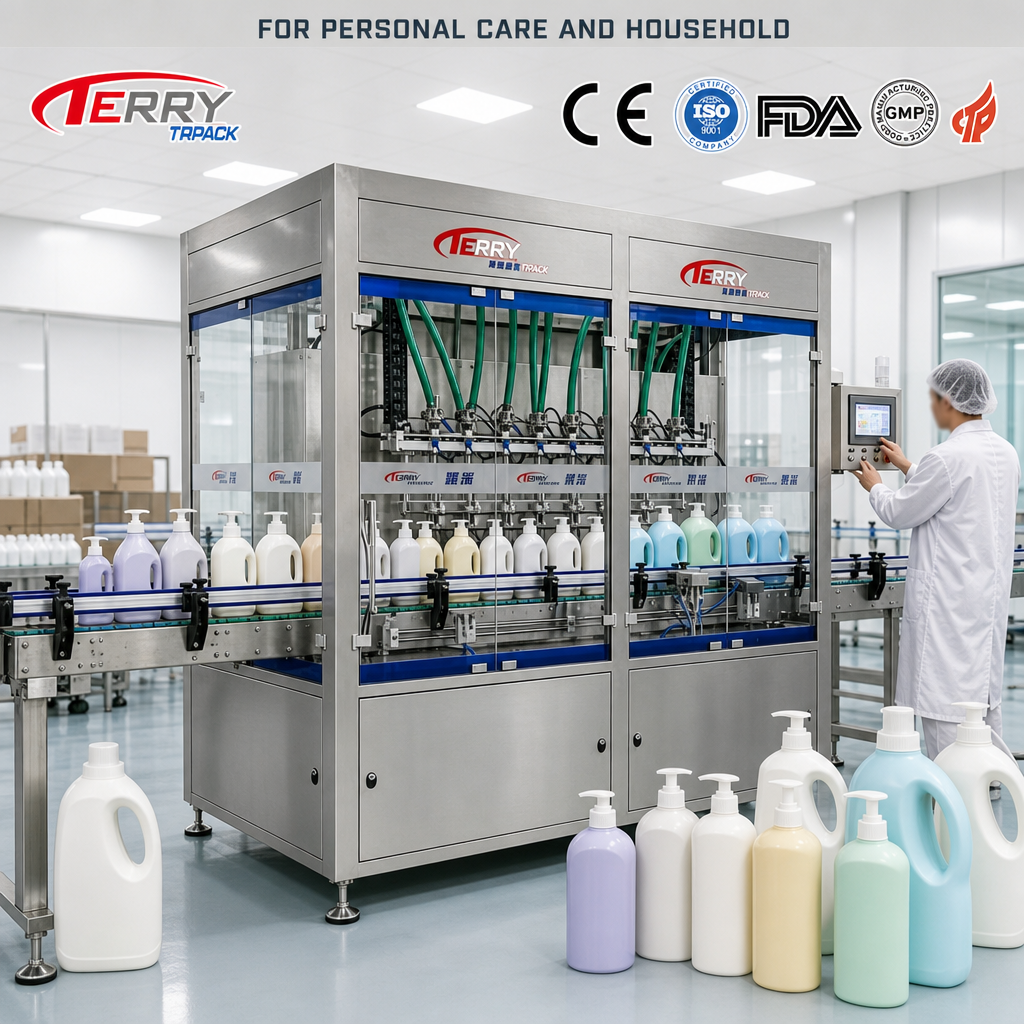 Turnkey Solution Manufacturer CE Quick Changeover High Accuracy Viscousity Liquid Filling Machine for Cosmetic Daily Chemical