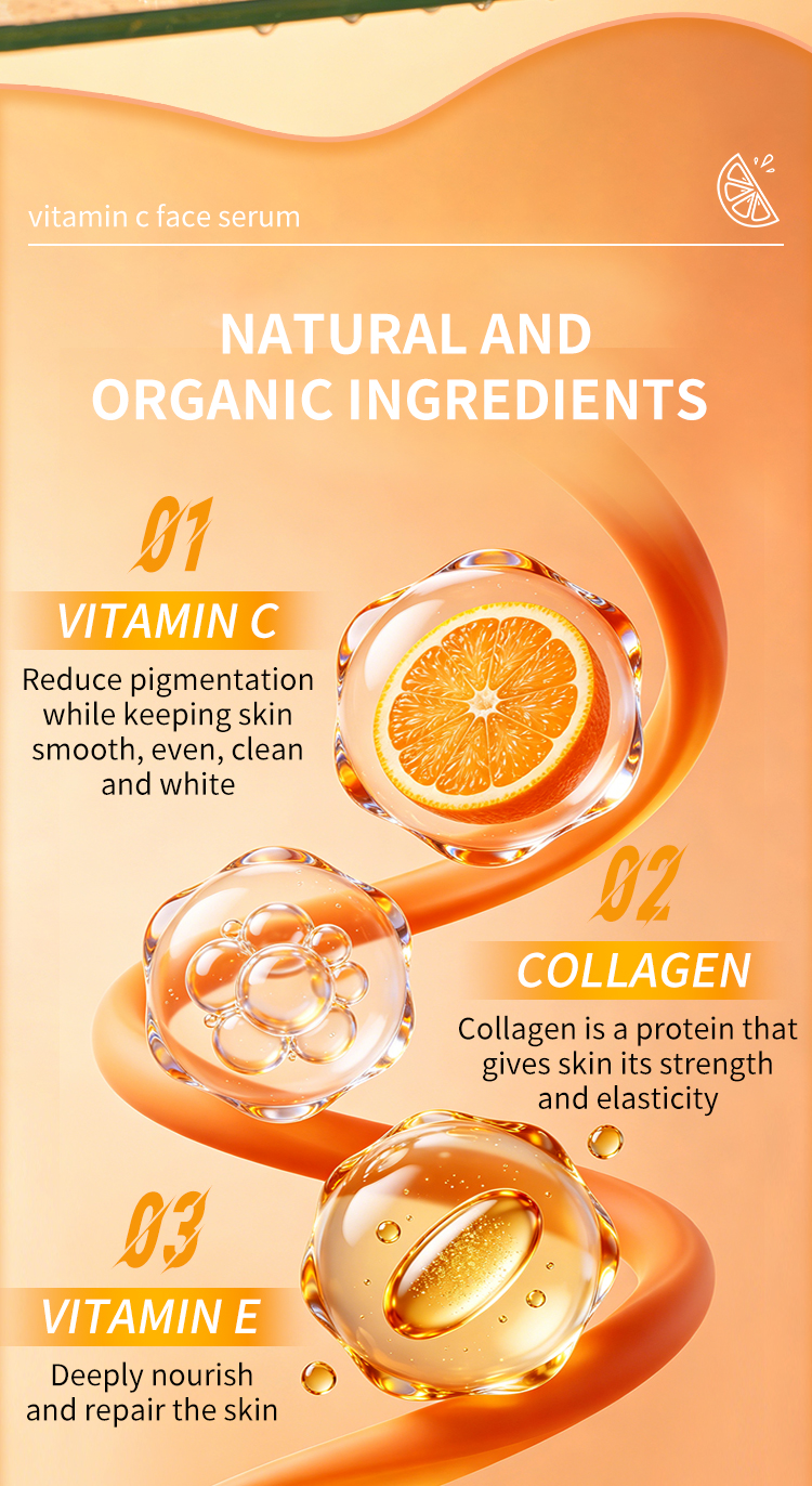 Wholesale Brightening Vitamin C Facial Serum Remove Dark Spots Whitening Serum for Face Skin Care 30ml