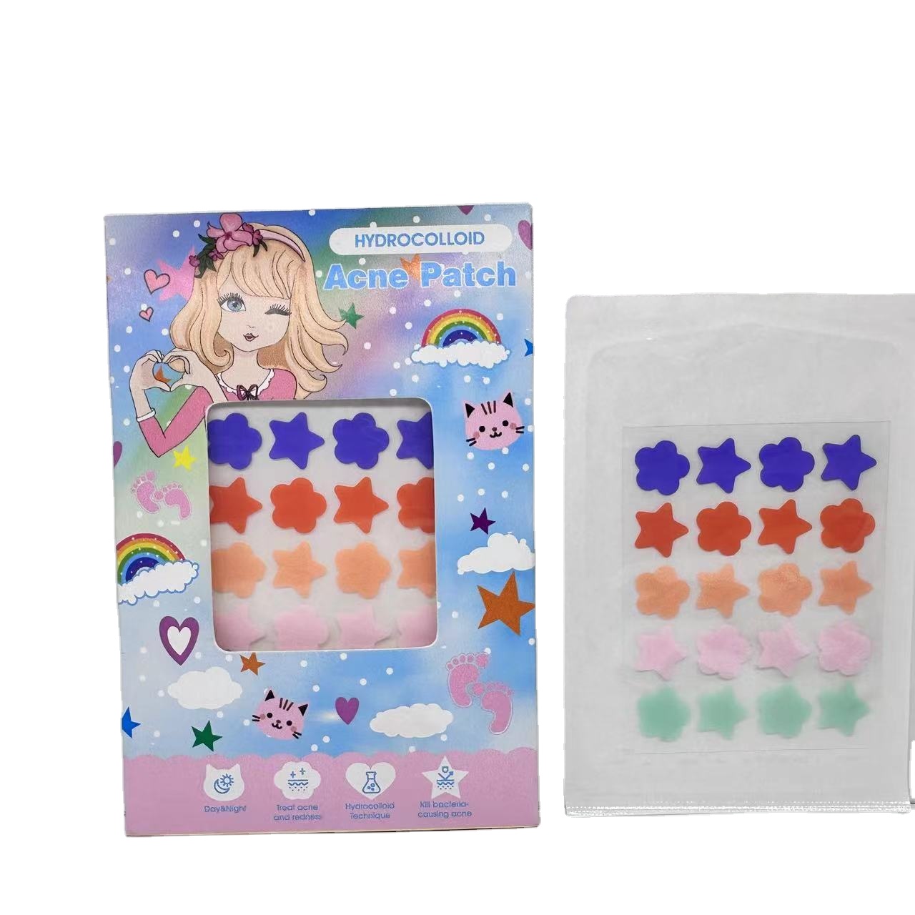 Fashional Five Colors Flowers Absorb Fluid and Reduce Inflammation Cruelty-Free Skincare Hydrocolloid Pimple Patches