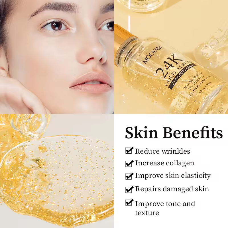 Wholesale Korean 24k Gold Brightening Anti Aging Serum 99.9% Pure Gold Serum