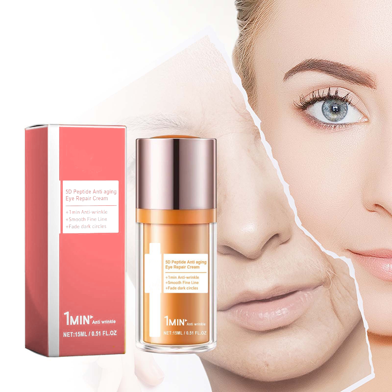 OEM 24K Gold Eye Serum Private Label Anti Wrinkle Firming Hyaluronic Acid Eye Cream Vitamin C Retinol Dark Circle Wholesale