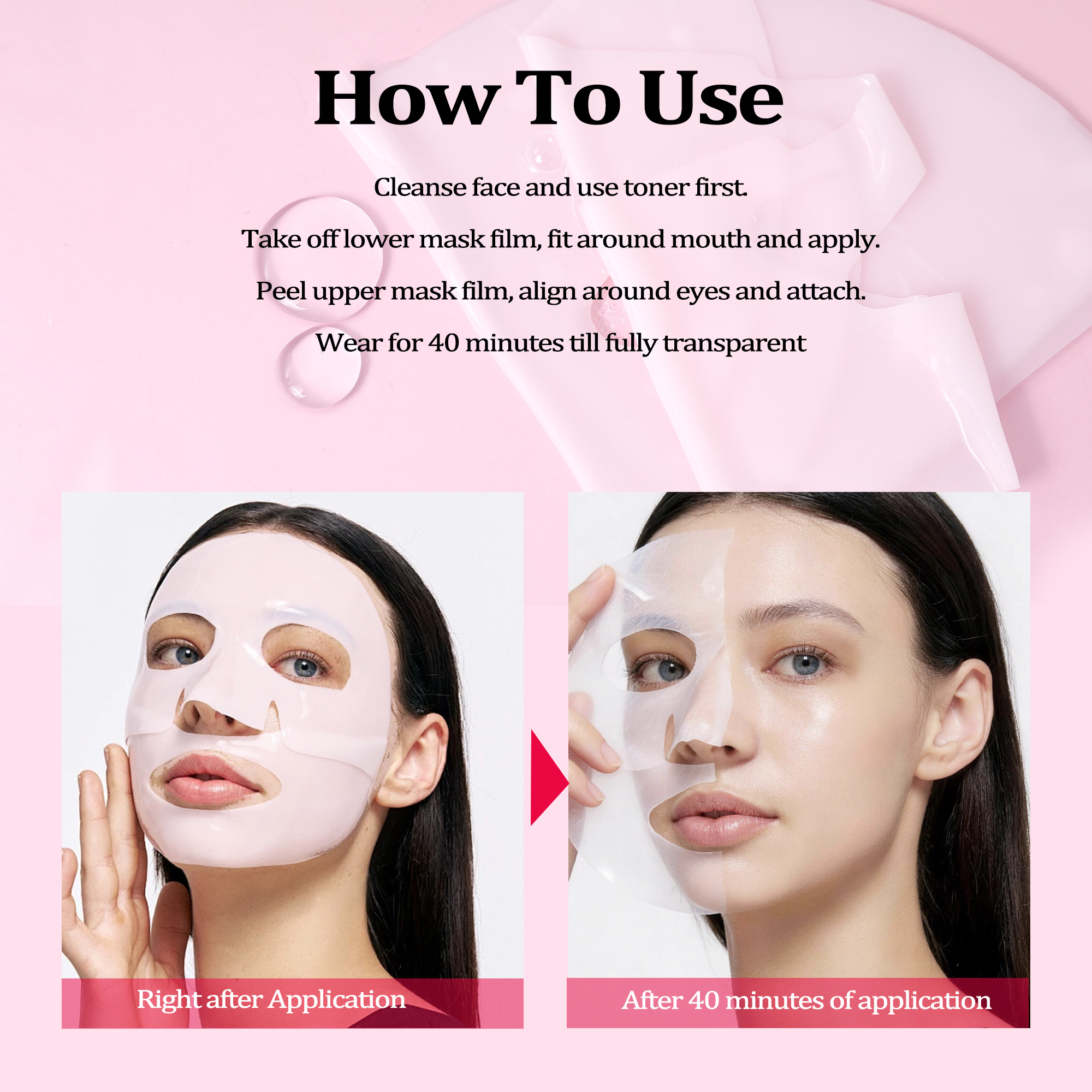 Organic Natural Rice PDRN Bio Collagen Anti-Wrinkle Firming Nourishing Pink Face Jelly Sheet Mask OEM ODM