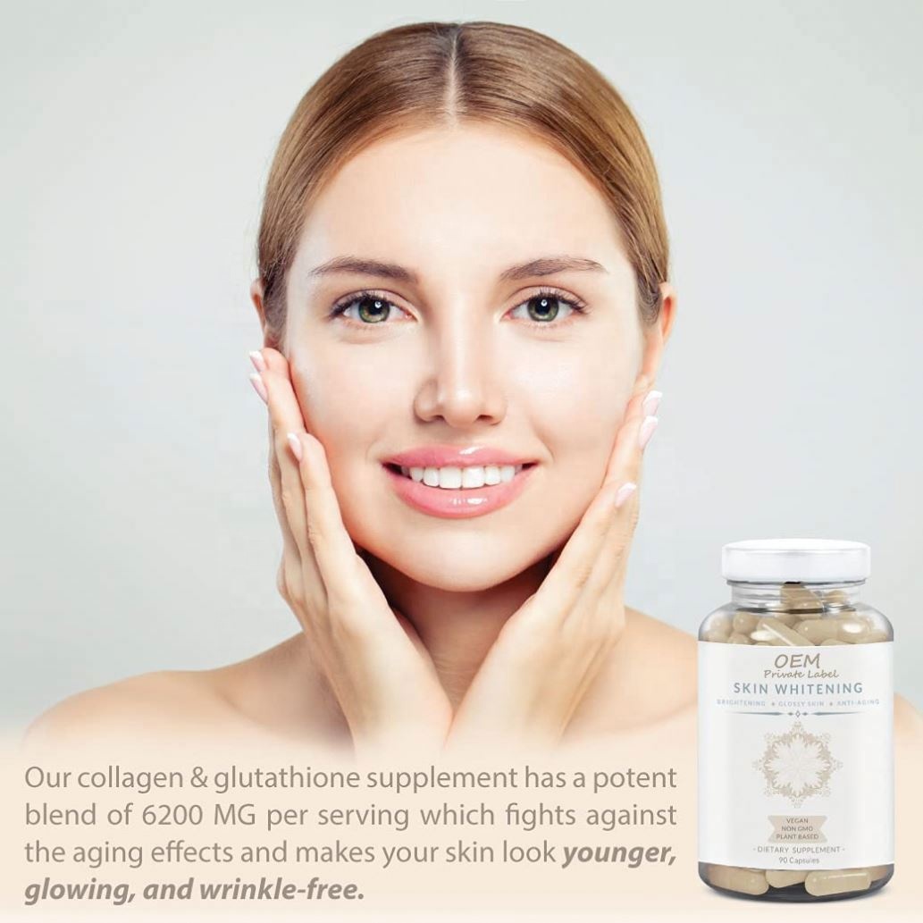 Private Label Skin Whitening Capsules Healthy Beauty Product Effective Body Pills OEM Collagen Supplements Adults