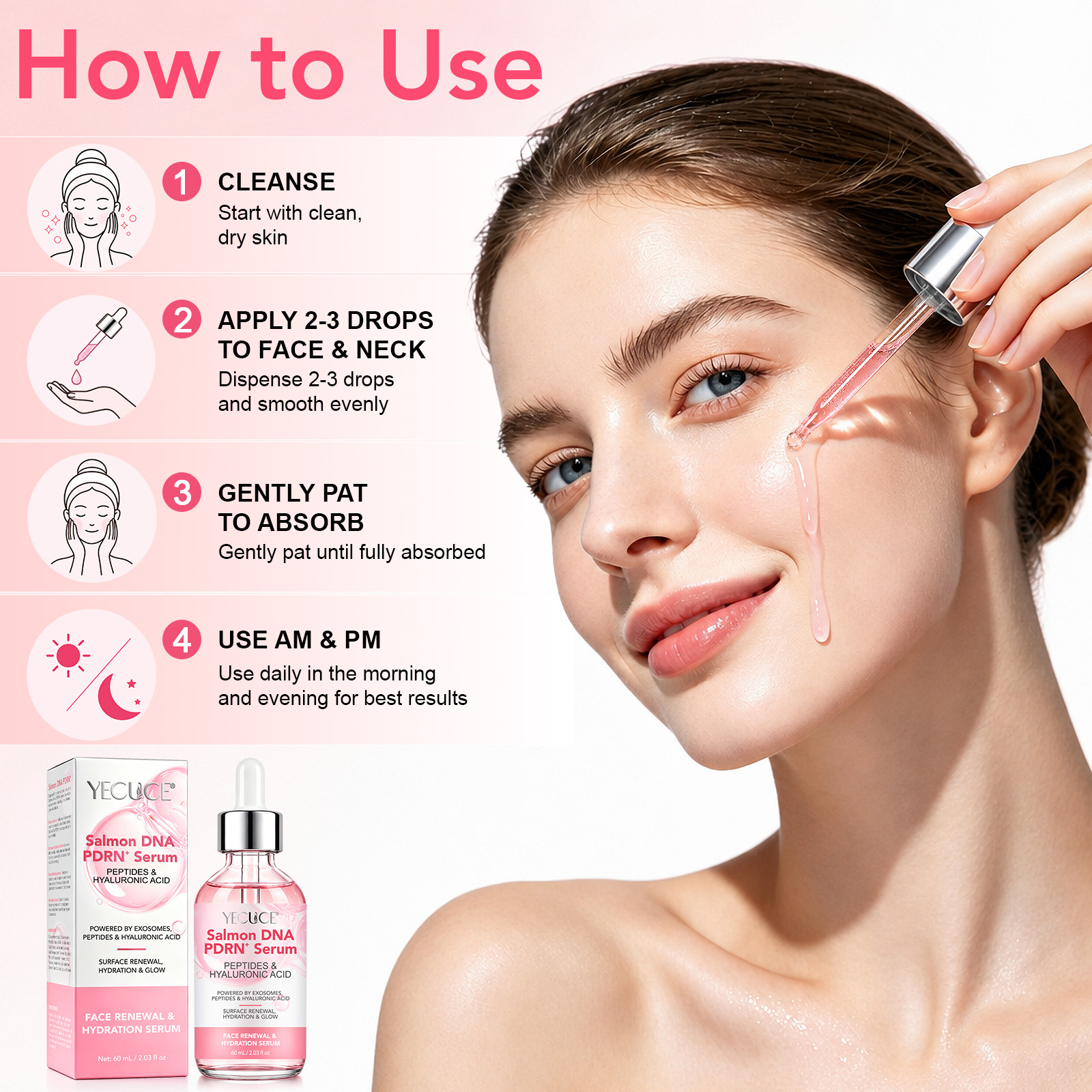 YECUCE Salmon DNA PDRN+ Serum Private Label Custom Logo Factory Direct Beauty Skincare Serum Anti Aging Face for Wholesale