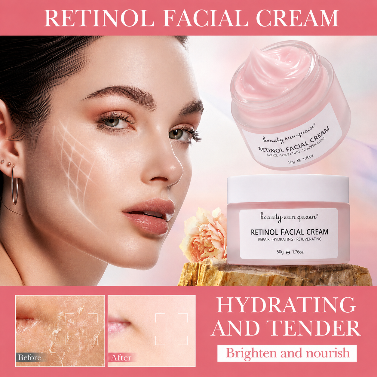 Korean Gentle Retinol Cleanser Moisturizing Formula Repairs Hydrates Skin No Tight Dry Feeling Anti Aging Face Wash