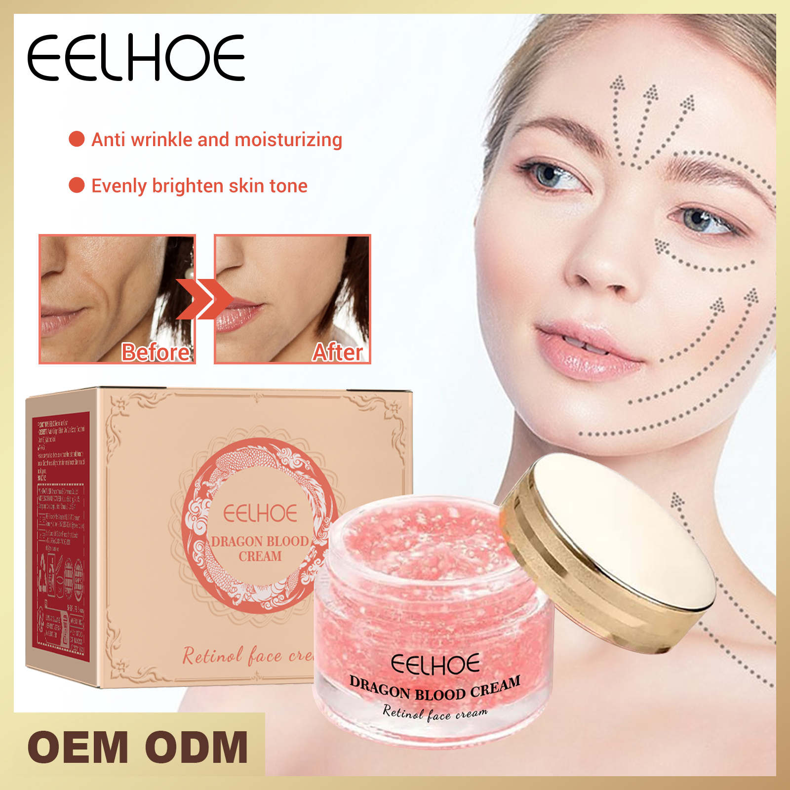 OEM Custom Retinol Rejuvenation Face Cream Hydrating Tightening Nourishing Skin Lightening Improve Dry Rough Dragon Blood Cream